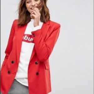Red Stradivarius double breasted blazer size small